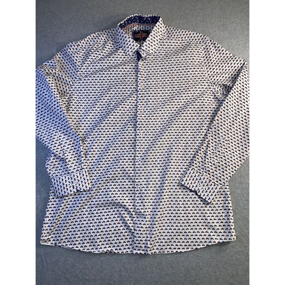 Soul of London Men's Long Sleeves‎ Shirt Button Up White Cars  Size 17.5